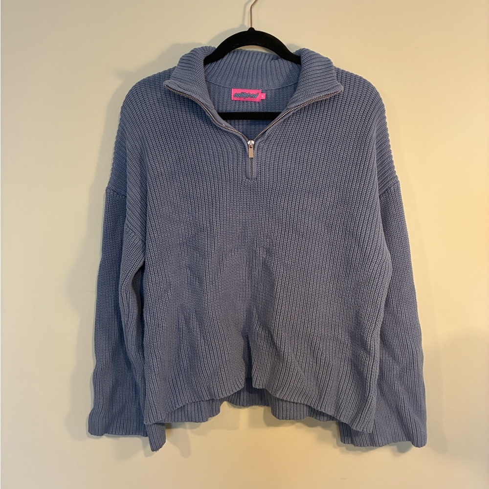 Edikted Light Blue Half-Zip Sweater